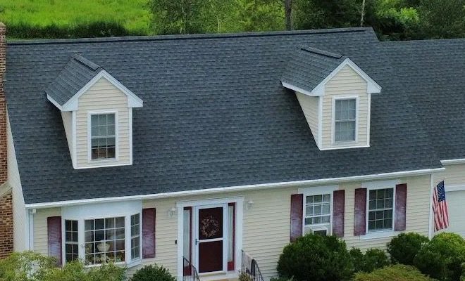 Completed asphalt-shingle roof on a Connecticut home