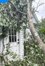 Storm-damaged exterior detail on a Connecticut property